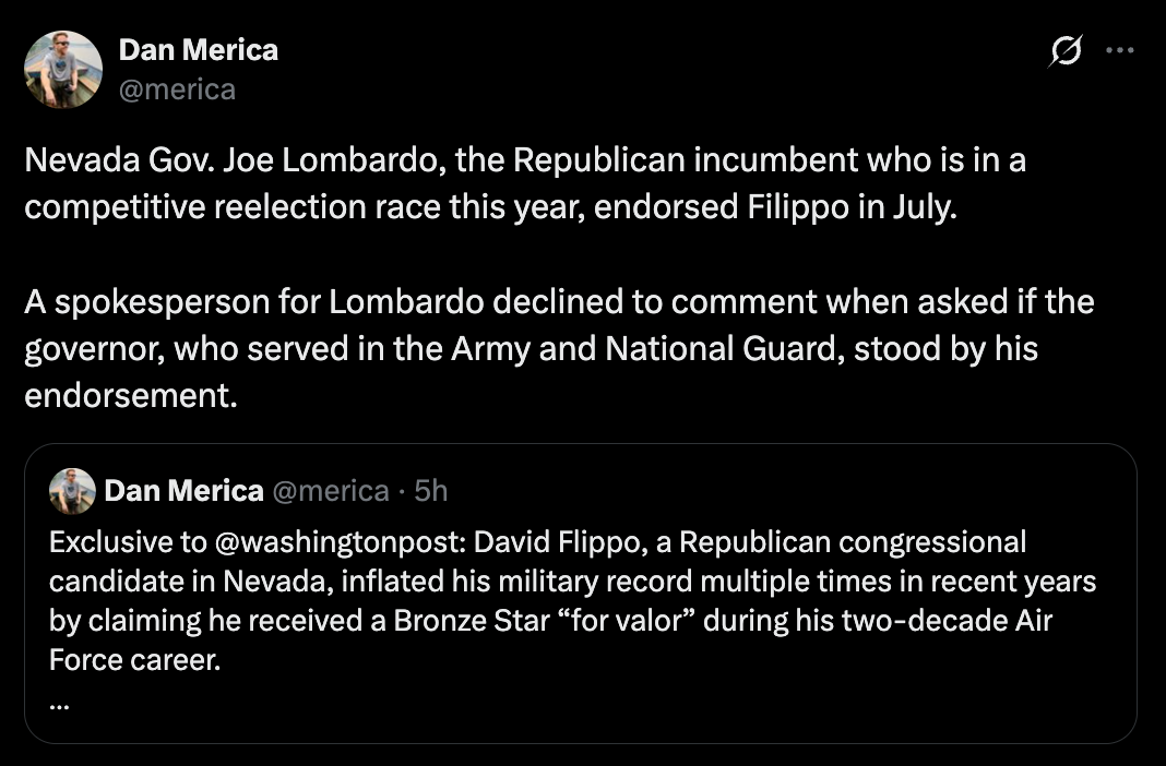 Lombardo Stands With Fraudulent Flippo After He Lied About Receiving Bronze Star for Valor